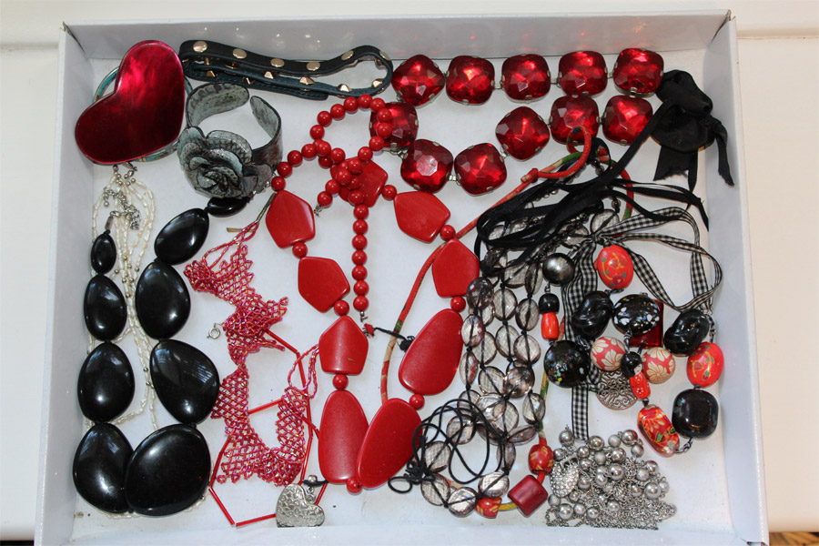 Necklaces displayed on a White Tray