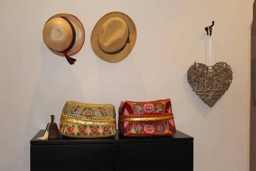 Sun Hats on Hooks close to the front door resemble a Work of Art Sun Hats on Hooks close to the front door resemble a Work of Art